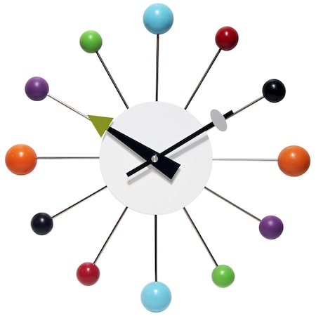 Infinity Instruments Orb Spoke -15" Round Wall Clock, Open Face Design, Metal Spokes with Multicolored Orbs 15353